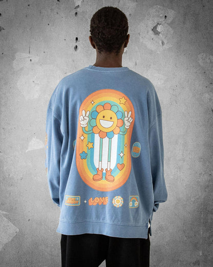 Stay Groovy Smile | Blue Retro Men's Sweatshirt