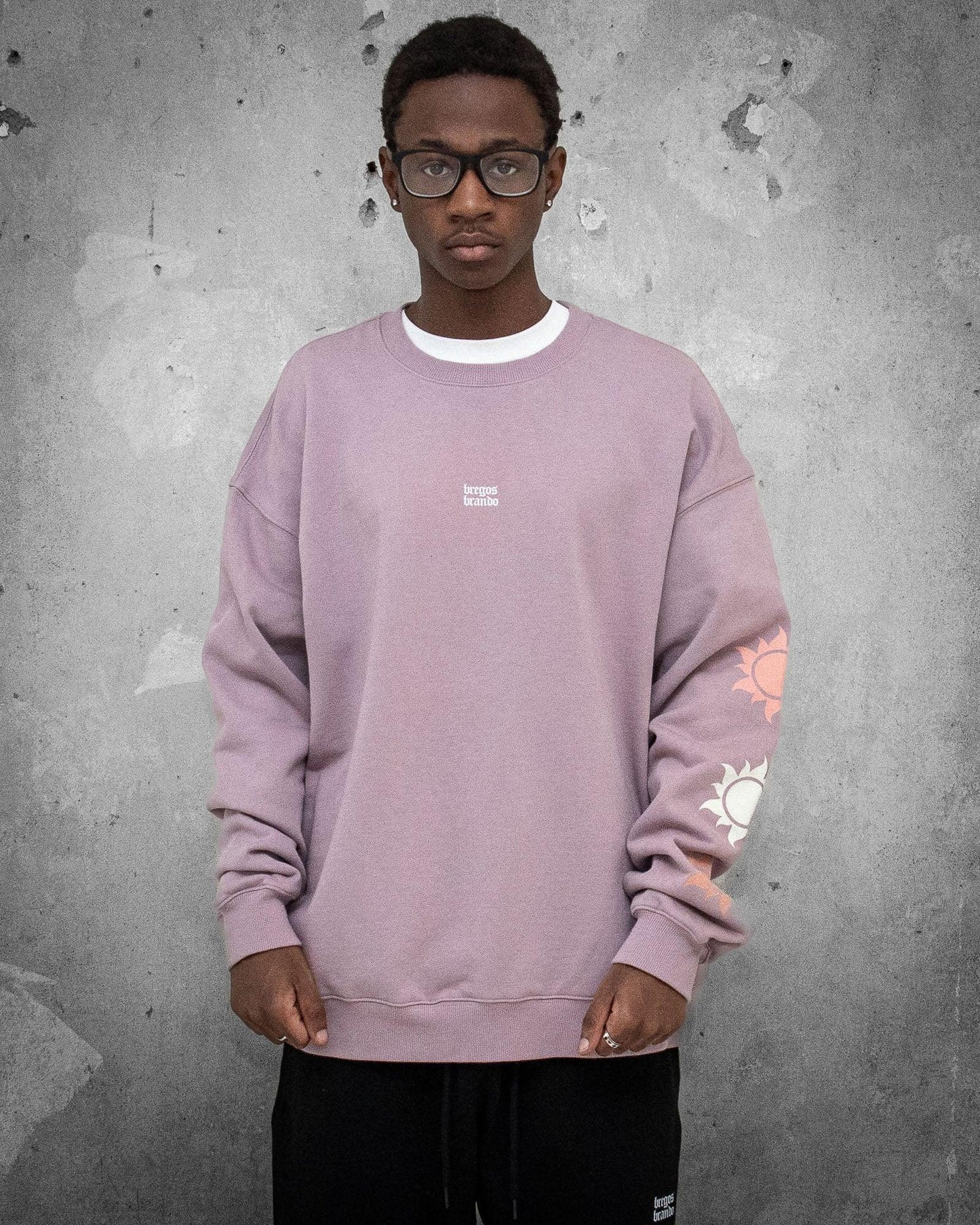 Solitude and Peace | Oversized Lilac Men's Sweatshirt