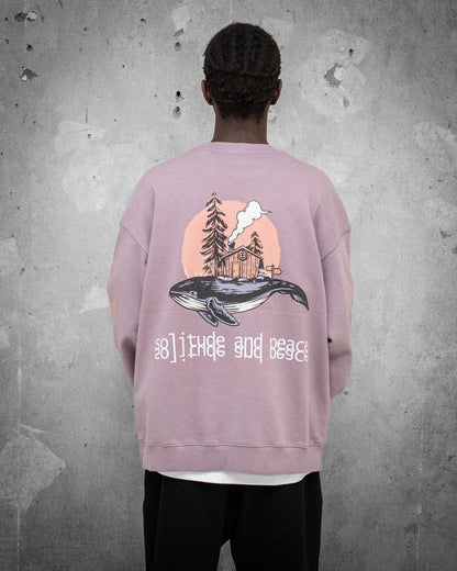 Solitude and Peace | Oversized Lilac Men's Sweatshirt