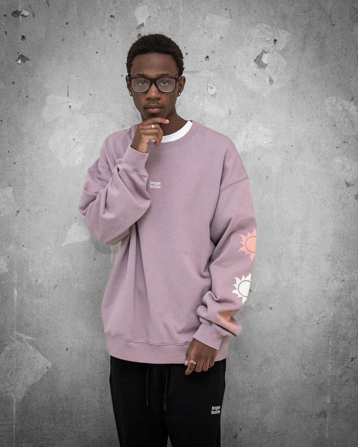 Solitude and Peace | Oversized Lilac Men's Sweatshirt