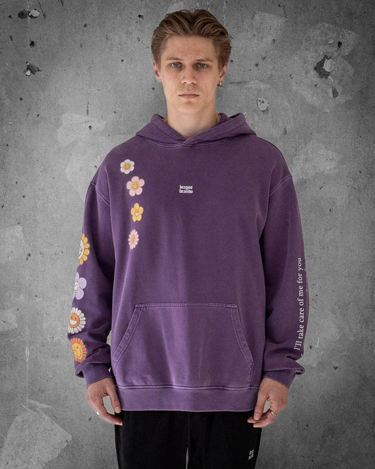 Flower Madness | Oversized Purple Retro Men's Hoodie