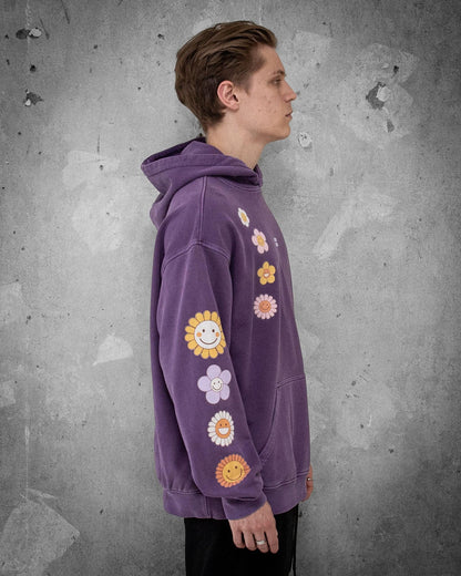 Flower Madness | Oversized Purple Retro Men's Hoodie