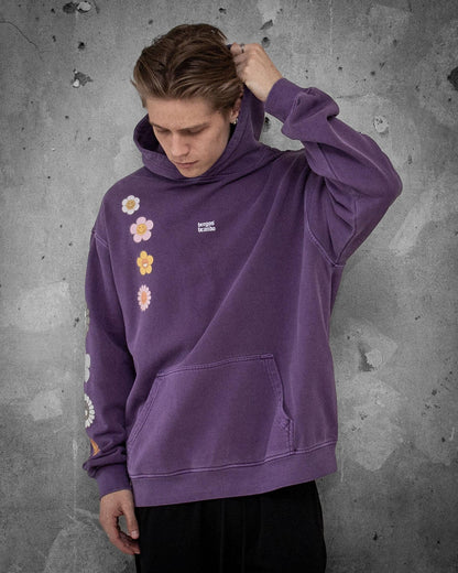 Flower Madness | Oversized Purple Retro Men's Hoodie