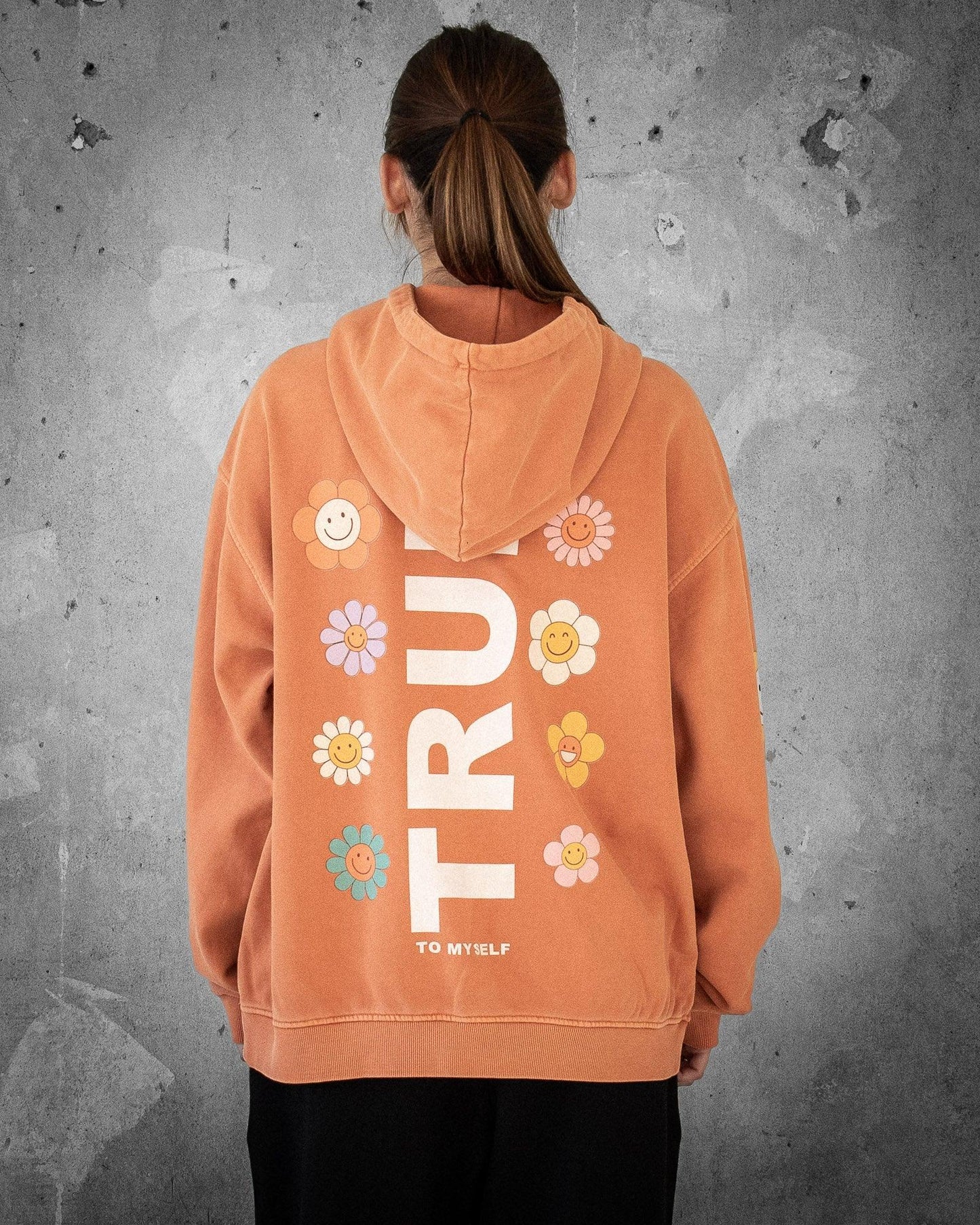 Flower Madness | Oversized Orange Retro Women's Hoodie