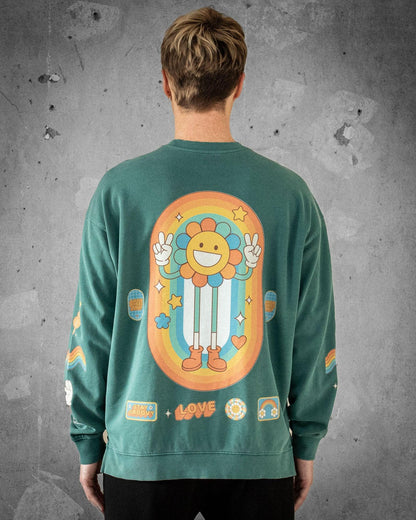 Stay Groovy Smile | Green Retro Men's Sweatshirt