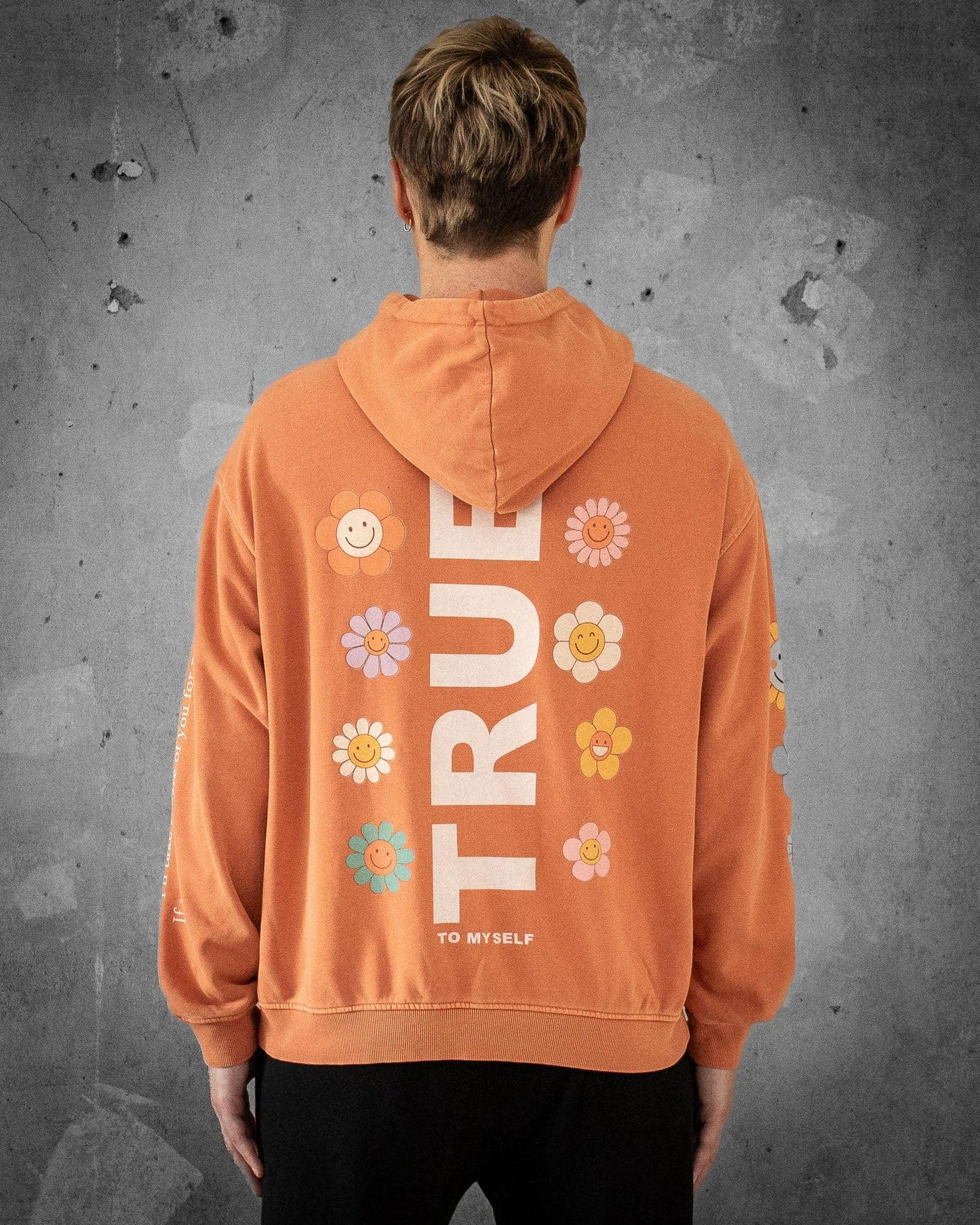 Flower Madness | Oversized Orange Retro Men's Hoodie