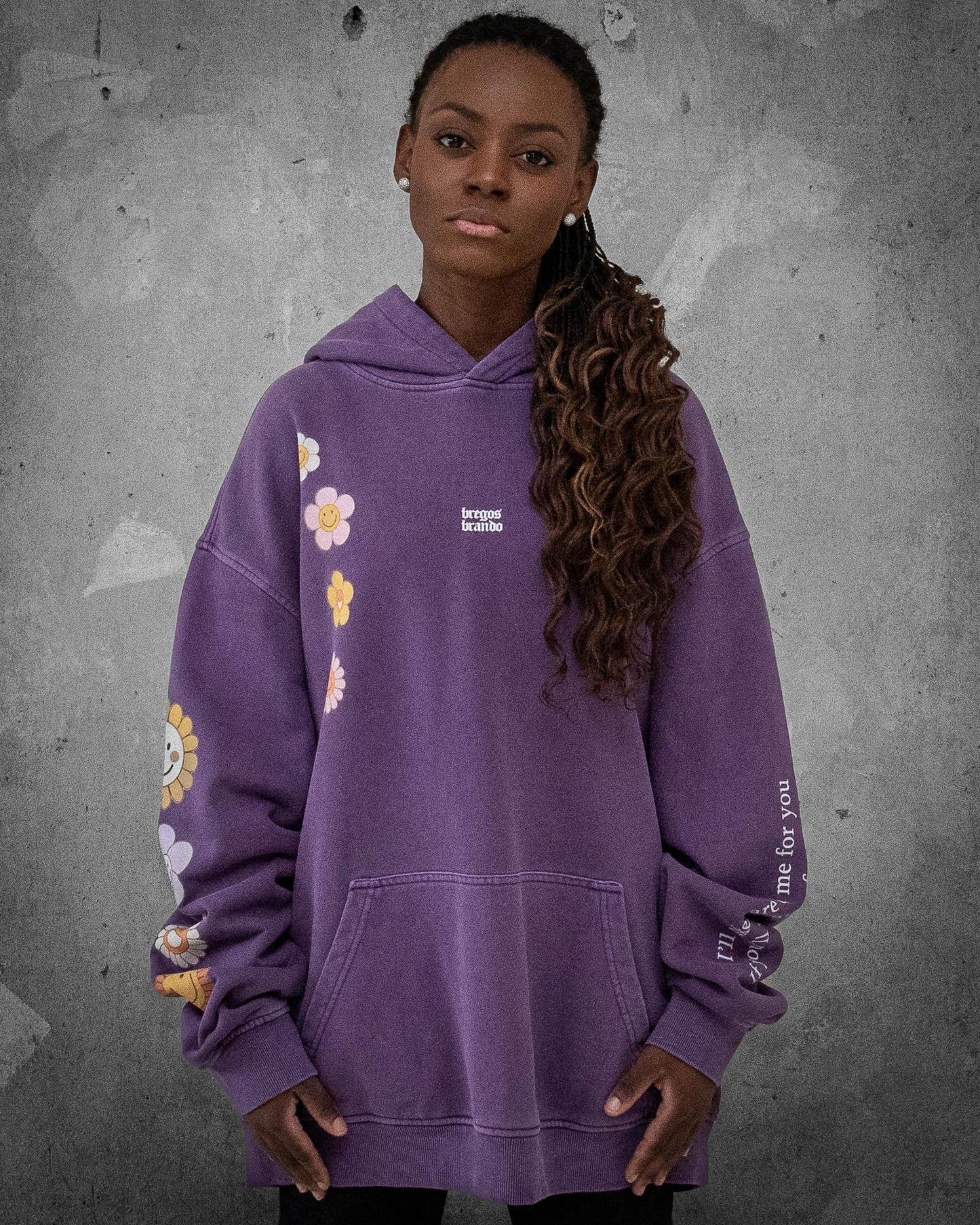 Flower Madness | Oversized Purple Retro Women's Hoodie