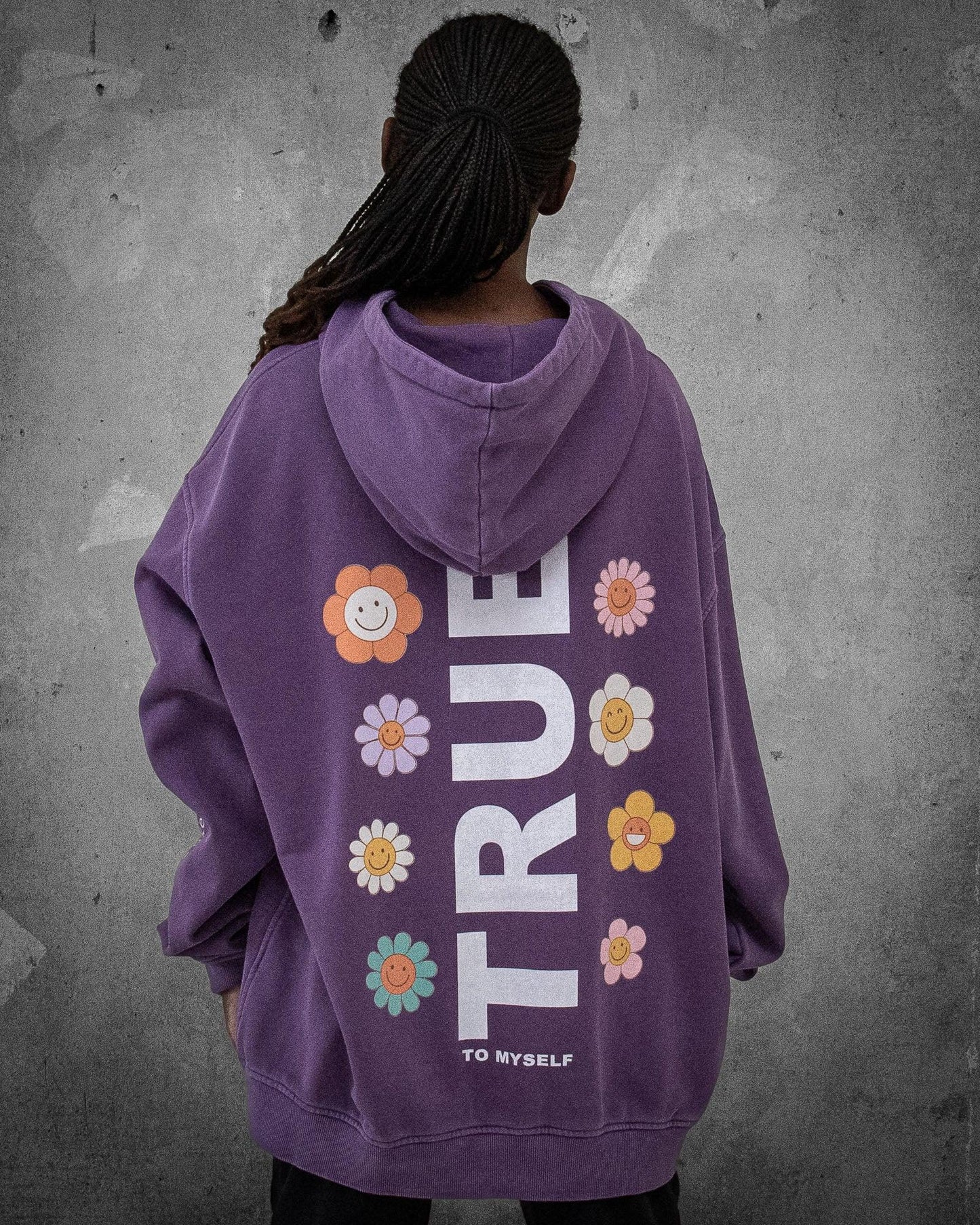 Flower Madness | Oversized Purple Retro Women's Hoodie