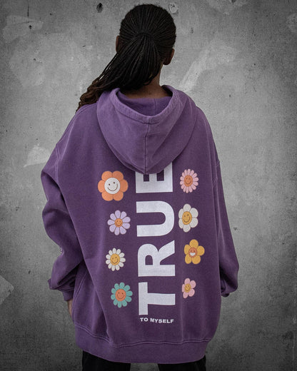 Flower Madness | Oversized Purple Retro Women's Hoodie