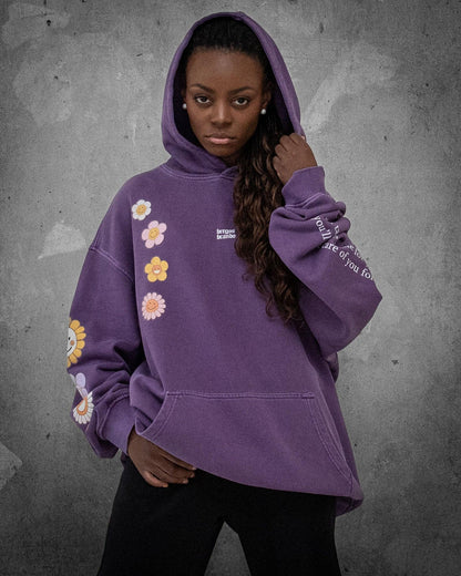 Flower Madness | Oversized Purple Retro Women's Hoodie