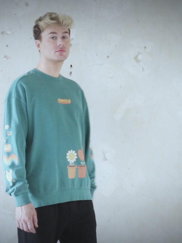 Bregos Brando green men's sweatshirt – Retro print in soft cotton