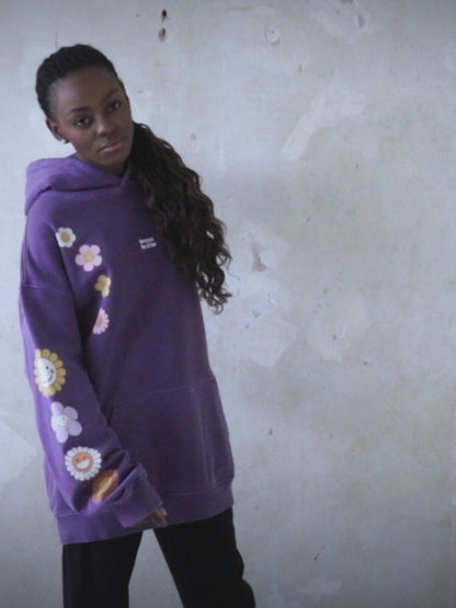 Flower Madness | Oversized Purple Retro Women's Hoodie