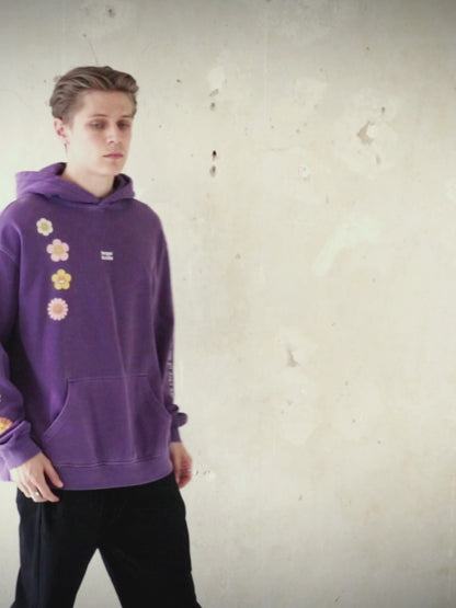 Flower Madness | Oversized Purple Retro Men's Hoodie